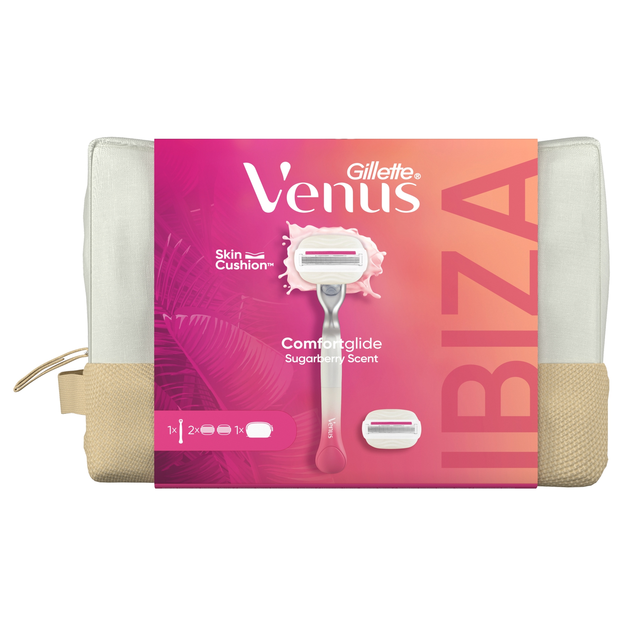 Darčeková sada Gillette Venus Comfortglide Festival s 2 čepeľami + kozmetická taštička